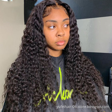 Unprocessed Raw Virgin 100% Human Hair 13X6 Hd Transparent Lace Front Wigs Water Wave Lace Frontal Wig for Women